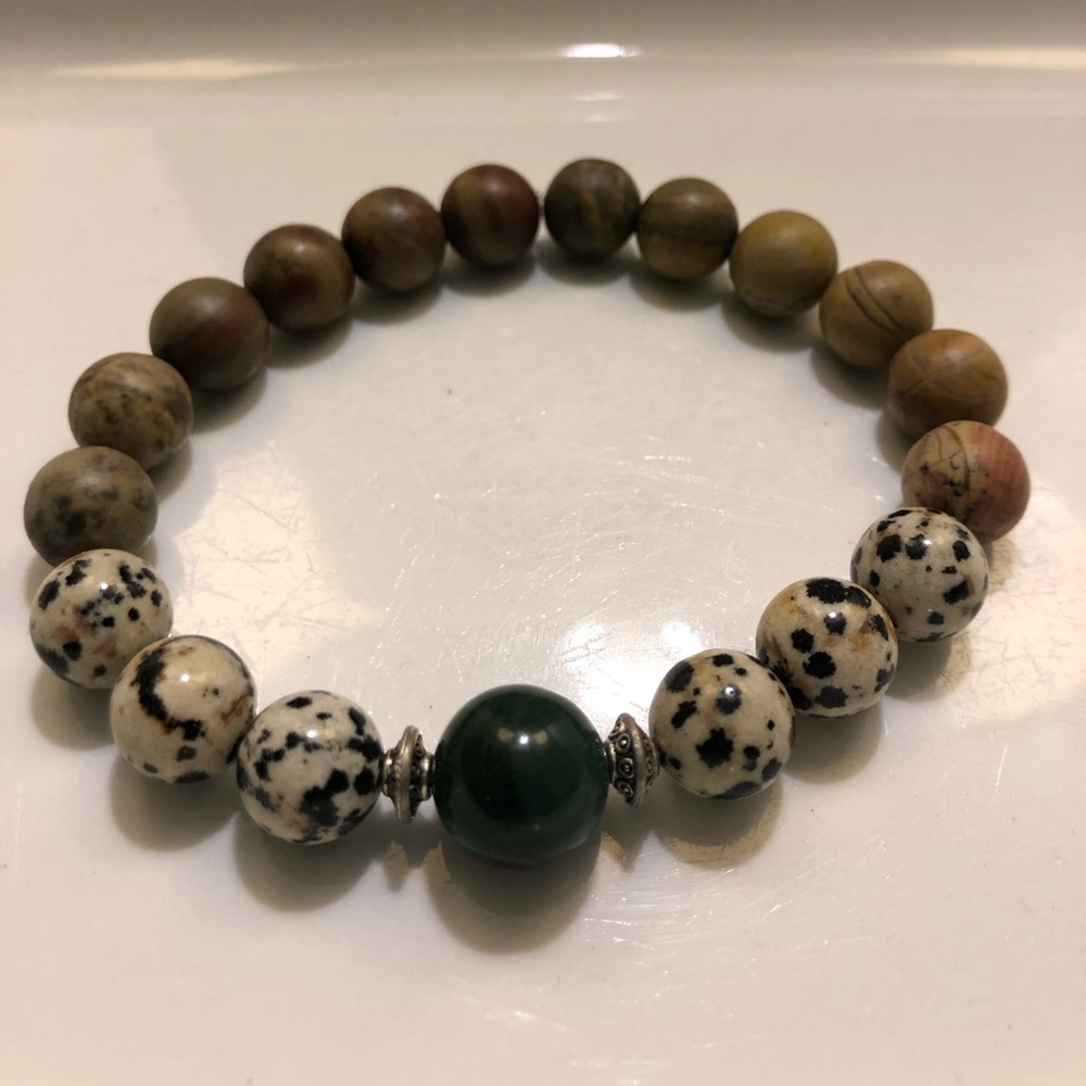Jade, Dalmatian Jasper And Jasper Bracelet